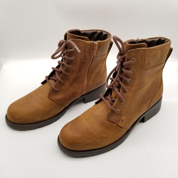 Clarks Shoes - Clarks Women's Orinoco Spice Ankle Boots Size 9 M Brown Leather Lace Up Combat